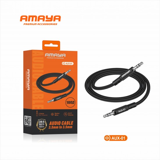  Καλώδιο ήχου Amaya 3.5mm aux -01- Μαύρο
