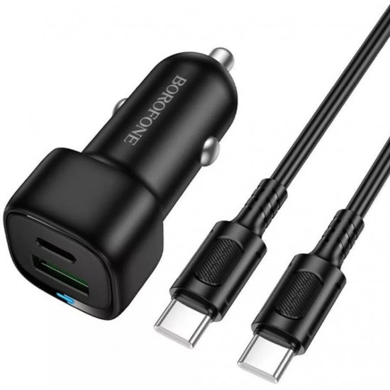Φορτιστής Αυτοκινήτου BOROFONE Z34B 38W Dual Port (USB-A & USB-C) με Καλώδια Type c - Type c