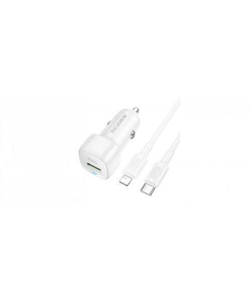 BOROFONE BZ34B – Dual Port Fast Car Charger 38W με Καλώδιο ligtning (white)