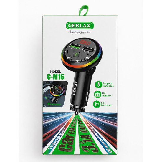 Φορτιστής Αυτοκινήτου GERLAX C-M16 με Bluetooth & FM