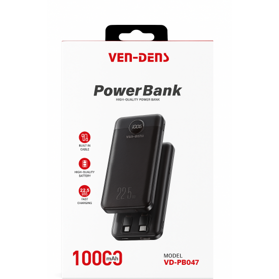 VEN-DENS Power Bank 10000mAh – Model VD-PB047 VEN-DENS Power Bank 10000mAh – Model VD-PB047