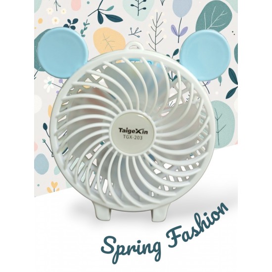 Taigexin TGX -203 Mini Fan Ανεμιστηράκι Χειρός Μπαταρίας -Γαλαζίο