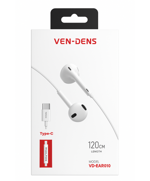 VEN-DENS Ακουστικά VD-EAR010 με βύσμα  Type c - λευκό