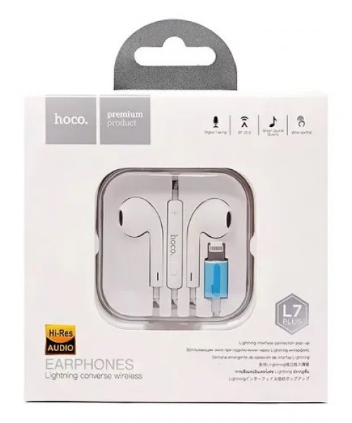 Hoco L7 Plus Ενσύρματα Ακουστικά Lightning με Μικρόφωνο & Χειριστήριο – Λευκά
