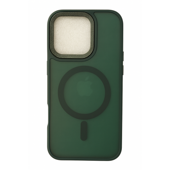 Θήκη Σιλικόνης με Υποδοχή MagSafe για iPhone 16 pro Max – Πράσινο Χρώμα με Μεταλλική Ενίσχυση Κάμερας