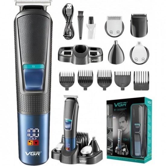 VGR V-108 Επαγγελματικό σετ περιποίησης ανδρών 10 σε 1 με οθόνη LED