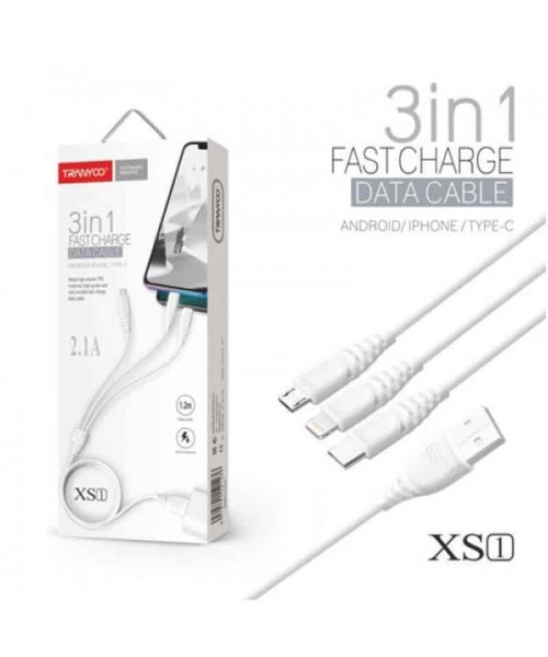 Tranyoo XS1 Regular USB to Lightning / Type-C / micro USB Cable Λευκό 1m  Tranyoo XS1 Regular USB to Lightning / Type-C / micro USB Cable Λευκό 1m