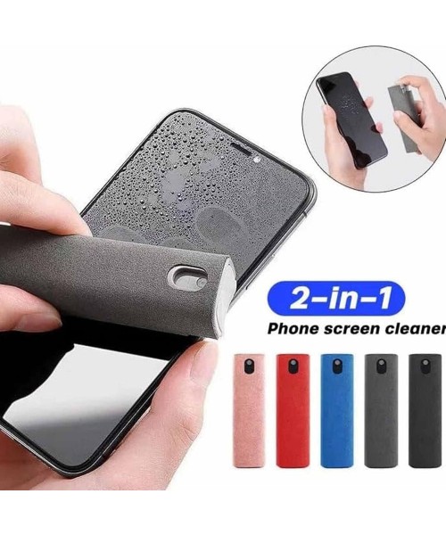 2-σε-1 Καθαριστικό Οθόνης Κινητού με Ψεκασμό & Μικροΐνες – Φορητό Screen Cleaner