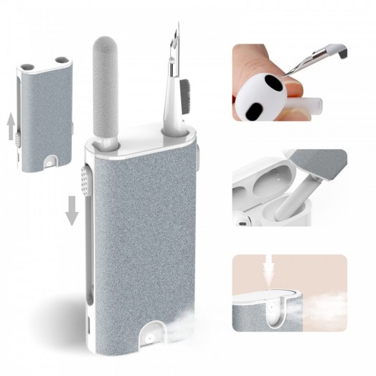 Kit Καθαρισμού 5 in 1 Earphone Cleaner Brush Kit - Camera, Phone, Tablet, Laptop TV, Screen Cleaning Tools Cleaning Pen για Airpods - Grey