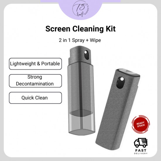 2-σε-1 Καθαριστικό Οθόνης Κινητού με Ψεκασμό & Μικροΐνες – Φορητό Screen Cleaner