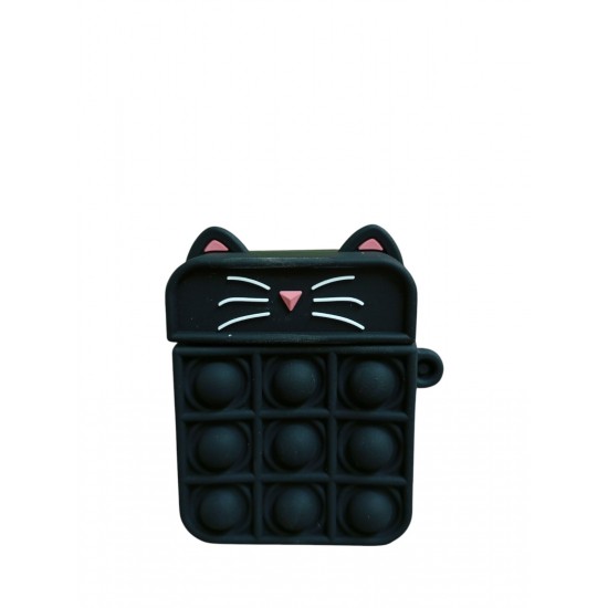 Case Θήκη Σιλικόνης γατάκισε Μαύρο χρώμα για Apple AirPods 1/2 Case Θήκη Σιλικόνης γατάκισε Μαύρο χρώμα για Apple AirPods 1/2