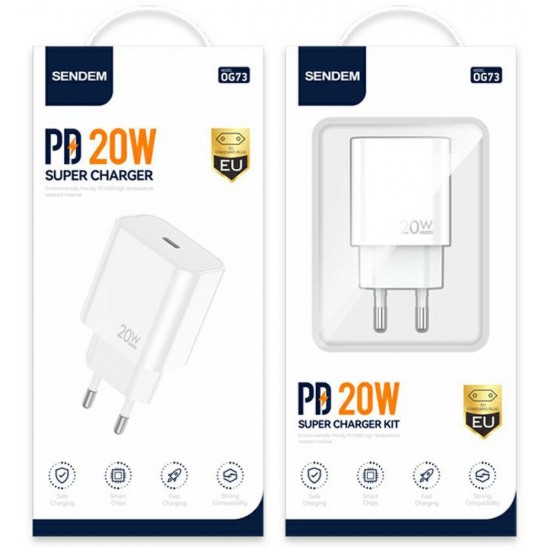 Αντάπτορας SENDEM PD20W με βύσμα Type c model OG73 Αντάπτορας SENDEM PD20W με βύσμα Type c model OG73