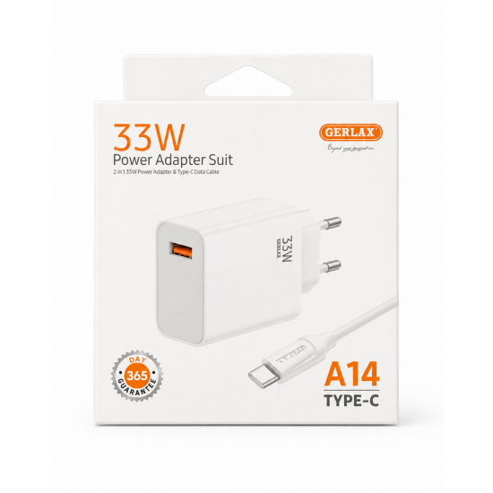 Φορτιστής GERLAX 33W Power Adapter Suit με Καλώδιο Type-C A14