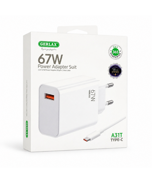 GERLAX 67W Power Adapter Suit – Γρήγορη Φόρτιση με Καλώδιο Type-C -A31T