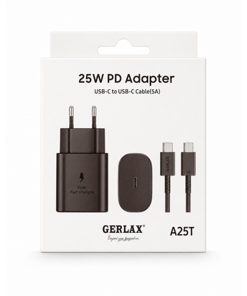 Φορτιστής GERLAX 25W PD με Καλώδιο USB-C σε USB-C (5A)