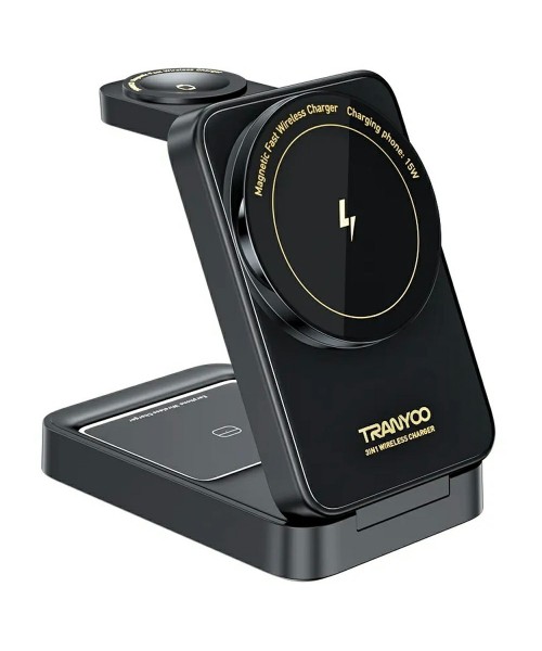TRANYOO 3-in-1 Magnetic Fast Wireless Charger 15W – Ασύρματος Φορτιστής για Κινητό, Smartwatch & Ακουστικά. -Model T-WF3