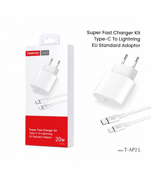 TRANYOO T-AP2 L Super Fast Charger Kit 20W Type-C to Lightning – Φορτιστής EU & Καλώδιο