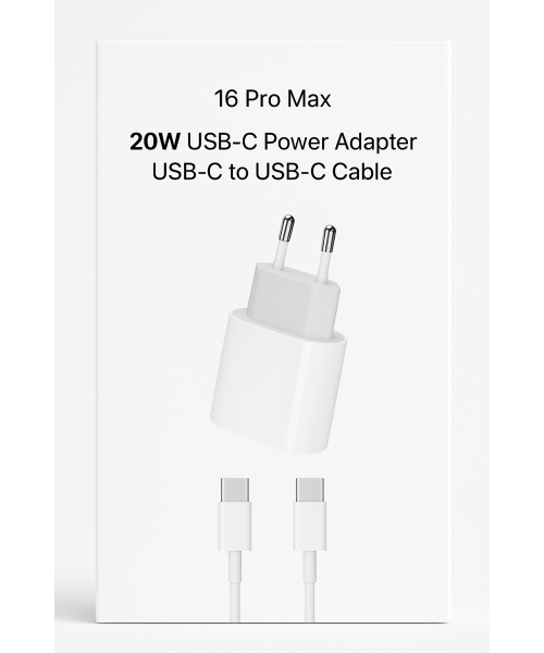 Φορτιστής 20W USB-C με Καλώδιο USB-C σε USB-C – Συμβατός με iPhone 16 Pro Max