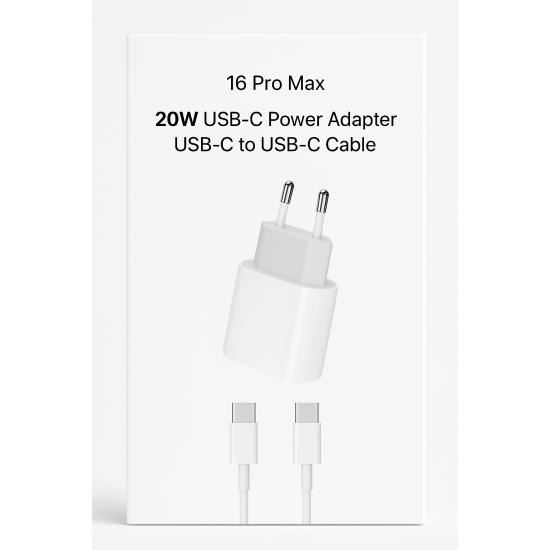 Φορτιστής 20W USB-C με Καλώδιο USB-C σε USB-C – Συμβατός με iPhone 16 Pro Max