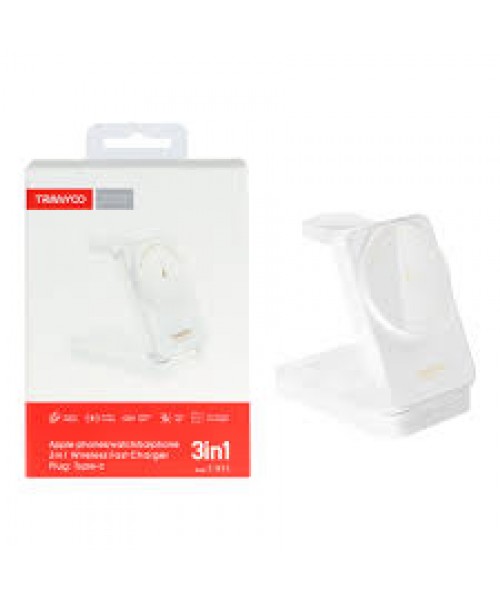 TRANYOO 3-in-1 Magnetic Fast Wireless Charger 15W – Ασύρματος Φορτιστής για Κινητό, Smartwatch & Ακουστικά. -Model T-WF3