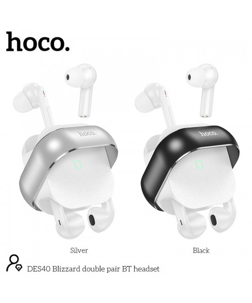 Hoco DES40 In-ear Bluetooth Handsfree Ακουστικά με Θήκη Φόρτισης Μαύρο