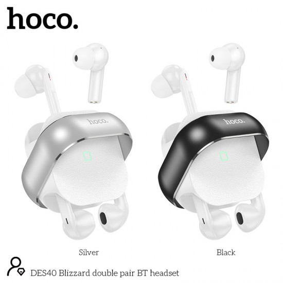 Hoco DES40 In-ear Bluetooth Handsfree Ακουστικά με Θήκη Φόρτισης Μαύρο