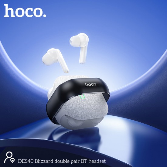 Hoco DES40 In-ear Bluetooth Handsfree Ακουστικά με Θήκη Φόρτισης Μαύρο