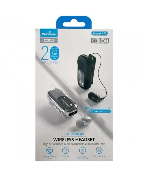 K75 In-ear Bluetooth Handsfree Ακουστικό Πέτου Μαύρο