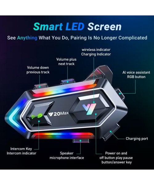 Ασύρματη ενδοεπικοινωνία κράνους μοτοσυκλέτας - Bluetooth - Y20-MAX 