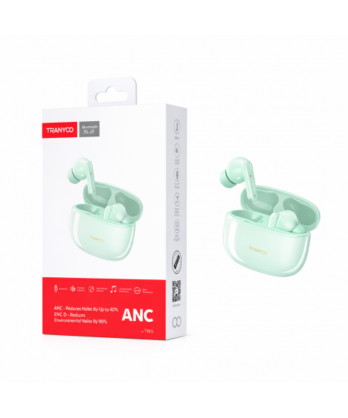 Tranyoo T-M2 Ασύρματα Bluetooth Ακουστικά με ANC & ENC 2.0 – Noise Cancelling-Green