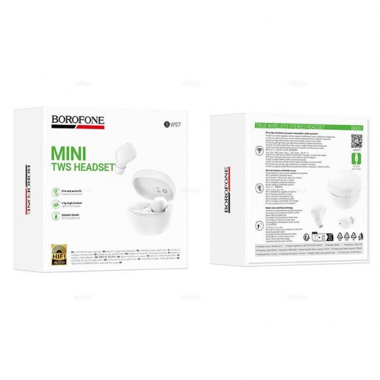 Borofone BW97 Mini TWS Ασύρματα Ακουστικά Bluetooth με Θήκη Φόρτισης.