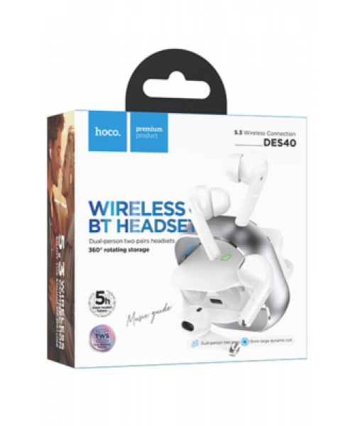 Hoco DES40 In-ear Bluetooth Handsfree Ακουστικά με Θήκη Φόρτισης Μαύρο