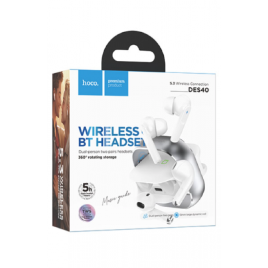 Hoco DES40 In-ear Bluetooth Handsfree Ακουστικά με Θήκη Φόρτισης Μαύρο