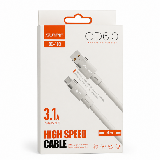 SUNPIN OC-103 OD6.0 Καλώδιο Micro USB 3.1A High Speed Data Cable