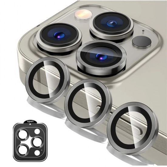 Camera Lens 3-σε-1 Tempered Glass For Iphone 15 Pro - 15 Pro Max Ασημί Camera Lens 3-σε-1 Tempered Glass For Iphone 15 Pro - 15 Pro Max Ασημί