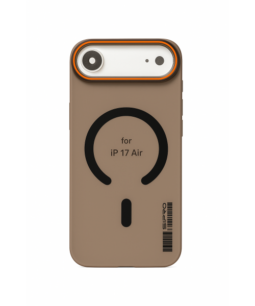 Θήκη Σιλικόνης MagSafe για iPhone 17 Air – Καφέ Ματ με Μαύρο