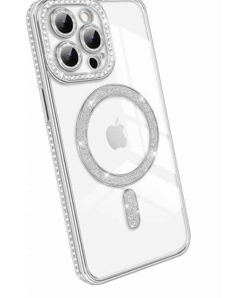 Θήκη Πολυτελείας με Κρύσταλλα για iPhone 16 pro– Διαφανής με Πλαίσιο Ροζ Χρυσού