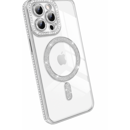 Θήκη Πολυτελείας με Κρύσταλλα για iPhone 16 pro– Διαφανής με Πλαίσιο Ροζ Χρυσού