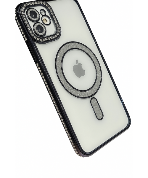 Θήκη Πολυτελείας με Κρύσταλλα για iPhone 16 plus– Διαφανής με Πλαίσιο Μαύρο