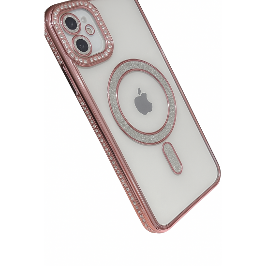 Θήκη Πολυτελείας με Κρύσταλλα για iPhone 16 plus– Διαφανής με Πλαίσιο Ροζ Χρυσού