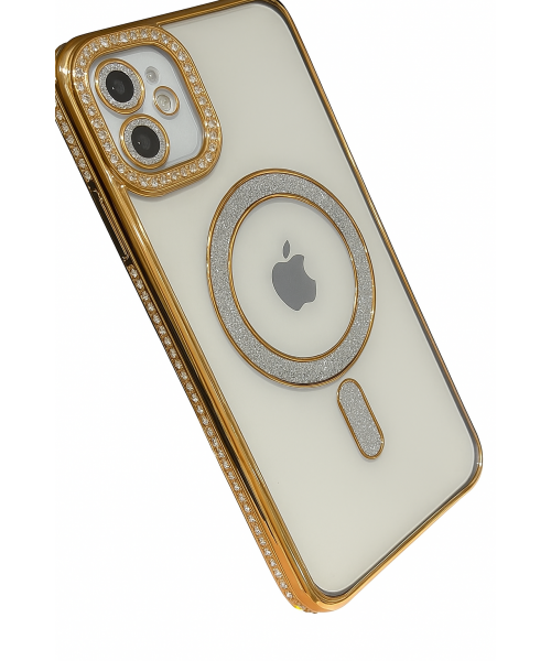 Θήκη Πολυτελείας με Κρύσταλλα για iPhone 16 plus– Διαφανής με Πλαίσιο Χρυσού