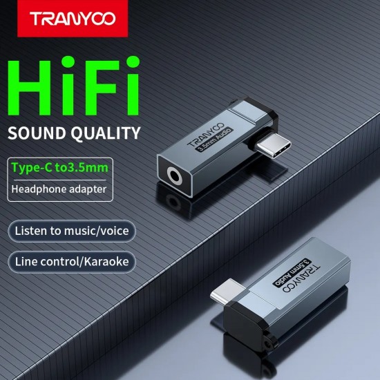 TRANYOO Type-C σε 3.5mm Audio Adapter HiFi – Αντάπτορας USB-C σε Jack Ακουστικών. Model T-E20