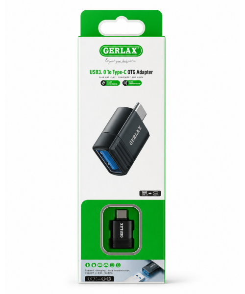 GERLAX USB 3.0 σε Type-C OTG Adapter - Υποστήριξη Γρήγορης Φόρτισης και Μετάδοσης Δεδομένων
