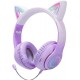 Ασύρματα ακουστικά Bluetooth για παιδιά Cat Ear με μικρόφωνο ακύρωσης θορύβου, LED με φωτισμό πάνω από το αυτί και στερεοφωνικό ήχο-Λιλά Ασύρματα ακουστικά Bluetooth για παιδιά Cat Ear με μικρόφωνο ακύρωσης θορύβου, LED με φωτισμό πάνω από το αυτί και στερεοφωνικό ήχο-Λιλά