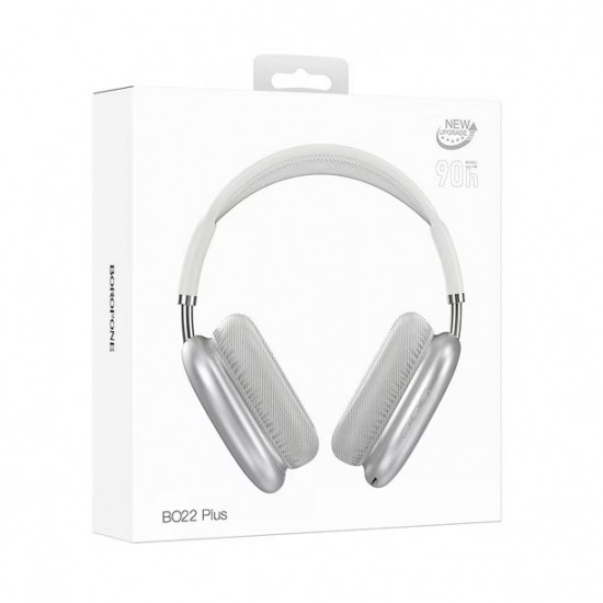 Borofone BO22 Plus – Ασύρματα Bluetooth Over-Ear Ακουστικά με Αυτονομία 90 Ωρών -Ασημί
