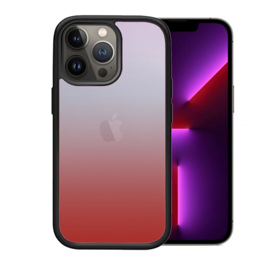 OEM θήκη Πλαστικό Gradient με μαύρο περίγραμμα για IPHONE 14 PRO - Ροζ/Ασπρο