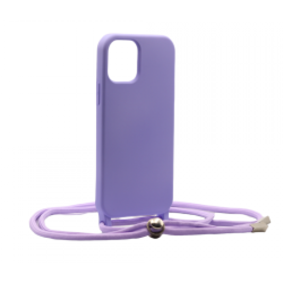 Liquid Back Cover Σιλικόνης με Κορδόνι Για (Samsung Galaxy S22 Ultra) - Λίλα