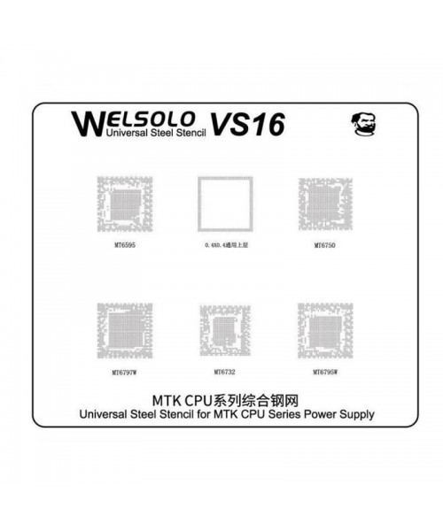 Welsolo VS16 Universal Steel Stencil For MTK CPU Series Power Supply Welsolo VS16 Universal Steel Stencil For MTK CPU Series Power Supply