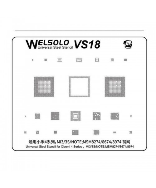 Welsolo VS18 Universal Steel Stencil For Xiaomi Mi 3/3s/Note MS8274/8674/8974 Welsolo VS18 Universal Steel Stencil For Xiaomi Mi 3/3s/Note MS8274/8674/8974