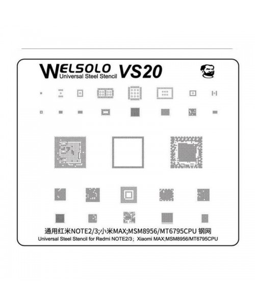 Welsolo VS20 Universal Steel Stencil For Xiaomi Redmi Note 2/3 MS8956/MT6795 CPU Welsolo VS20 Universal Steel Stencil For Xiaomi Redmi Note 2/3 MS8956/MT6795 CPU